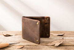 Cool Leather Mens Slim Small Wallets Bifold Vintage billfold Wallet for Men - imessengerbags