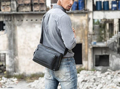 Black Brown Cool Leather Mens Shoulder Bags Messenger Bags for Men - imessengerbags