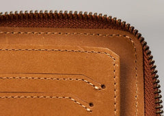Vintage Leather Mens Small Wallet Zipper Small Wallet for Men - imessengerbags