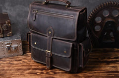 Handmade Leather Mens Cool Backpack Messenger Bag Briefcase Work Bag Business Bag for men - imessengerbags