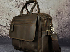 Black Coffee Leather Mens Briefcase Laptop Bag Business Bag Work Bags for Men