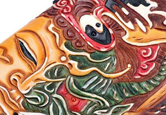 Handmade Leather Buddha&Demon Mens Chain Biker Wallet Cool Leather Wallet With Chain Wallets for Men - imessengerbags