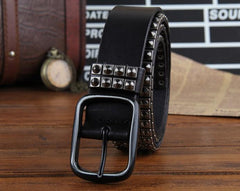 Genuine Leather Punk Rock Biker Trucker Mens Belt Men Black Coffee Belt for Men