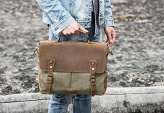 Leather Canvas Messenger Bags for men Vintage Shoulder Bag for men - imessengerbags
