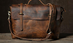 Handmade Leather Mens Cool Messenger Bag Briefcase Work Bag Business Bag Laptop Bag for men - imessengerbags