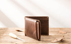 Cool Leather Mens Small Wallets Bifold Vintage billfold Wallets for Men - imessengerbags