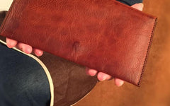 HandmadeLeather Mens Cool Long Leather Wallet Slim Travel Passport Wallet Clutch Wallet for Men - imessengerbags