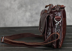 Cool Small Coffee Leather Mens Messenger Bag Shoulder Bag for Men