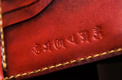 Handmade Leather Chinese Lion Tooled Mens billfold Wallet Cool Leather Wallet Slim Wallet for Men - imessengerbags