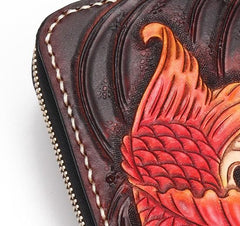 Handmade Leather Carp Mens Chain Biker Wallet Cool Leather Wallet Long Phone Wallets for Men