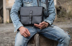 Cool Leather Mens Small Messenger Bags Shoulder Bags for Men