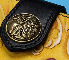 Handmade Leather Quan yin Buddha Mens Chain Biker Wallet Cool Leather Wallet With Chain Wallets for Men - imessengerbags