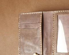 Handmade Coffee Leather Mens Small Trifold Wallet Cool billfold Wallet for Men - imessengerbags