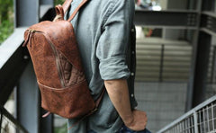 Cool Leather Mens Backpack Travel Backpack Vintage Laptop Backpack for men