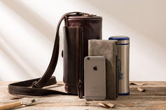 Cool Leather Mens Barrel Shoulder Bag Coffee Messenger Bags for Men - imessengerbags