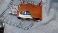 Brown Leather Mens Slim Front Pocket Wallets Leather Cards Wallet for Men - imessengerbags