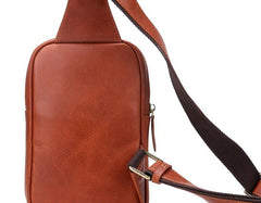 Handmade Leather Tooled Mens Cool Chest Bag Sling Bag Crossbody Bag Travel Bag Hiking Bag for men