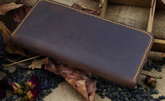 Handmade Leather Mens Cool Travel Long Wallet Card Holder Card Slim Clutch Wallets for Men - imessengerbags