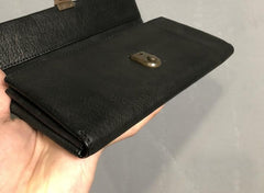 Handmade Genuine Leather Mens Cool Long Leather Wallet Phone Wallet Clutch Wallet for Men - imessengerbags
