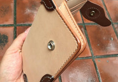 Handmade Leather Biker Wallet Mens Cool Short Chain Wallet Trucker Wallet with Chain