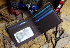 Handmade Leather Mens Cool Slim Leather Wallet Men billfold Wallets Bifold for Men - imessengerbags