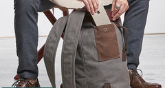 Cool Canvas Leather Mens Bucket Backpack Canvas Travel Bag Canvas Barrel Bag for Men - imessengerbags