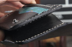 Handmade Genuine Leather Mens Cool Long Leather Wallet Bifold Clutch Wallet for Men - imessengerbags