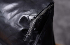 Genuine Leather Mens Cool Backpack Sling Bag Large Black Travel Bag Hiking Bag for men