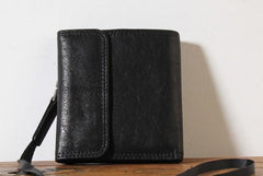 Genuine Leather Mens Cool billfold Leather Wallet Men Small Wallets Trifold for Men - imessengerbags
