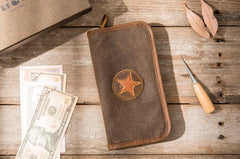 Cool Canvas Leather Mens Bifold Long Wallet Zipper Long Wallet for Men - imessengerbags