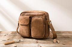 Cool Leather Mens Messenger Bags Small Shoulder Bags  for Men