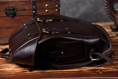 Handmade Leather Mens Cool Backpack Sling Bag Large Black Travel Bag Hiking Bag for men - imessengerbags