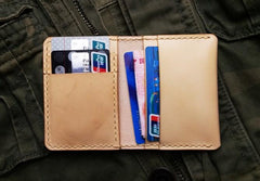 Brown Leather Mens Slim Front Pocket Bifold Small Wallets Card Wallet for Men - imessengerbags