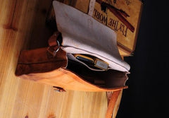 Handmade Vintage Brown Leather Mens Messenger Bag Shoulder Bag for Men - imessengerbags
