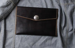 Handmade Leather Mens Large Clutch Wallet Wristlet Wallet iPad Case