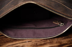 Handmade Leather Mens Clutch Cool Slim BagZipper Clutch Wristlet Wallet for Men - imessengerbags