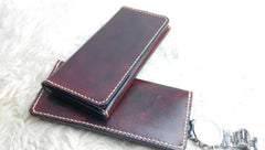 Vintage Leather Mens Bifold Long Wallet Leather Long Wallets for Men