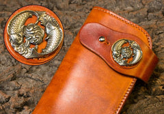 Handmade Long Wallet Mens Cool Leather Chain Wallet Biker Trucker Wallet with Chain - imessengerbags