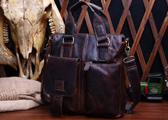 Vintage Coffee Leather Mens Briefcase Laptop Bag Business Bags Work Bag for Men - imessengerbags