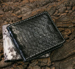 Handmade Leather Boa Skin Mens billfold Wallet Cool Leather Wallet Slim Wallet for Men - imessengerbags
