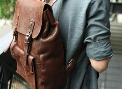 Cool Leather Mens Backpacks Travel Backpack Vintage Laptop Backpack for men