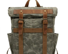 Waxed Canvas Mens Travel Backpack Canvas School Backpack Laptop Backpack for Men