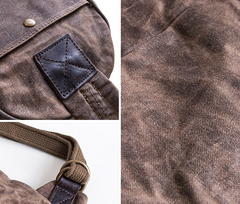 Canvas Leather Mens Cool Chest Bag Sling Bag Crossbody Bag Travel Bag Hiking Bag for men - imessengerbags