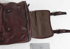 Genuine Leather Mens Cool Backpack Sling Bag Large Black Travel Bag Hiking Bag for men - imessengerbags