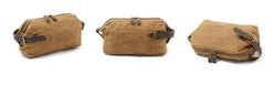 Cool Canvas Leather Mens Zipper Wristlet Bag Vintage Clutch Zipper Bag for Men