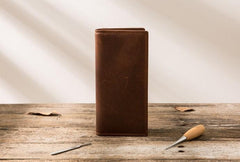 Cool Vintage Slim Mens long Wallet Leather Wallet Bifold Long Wallets for Men - imessengerbags
