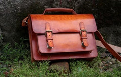 Handmade Leather Cool Mens Brown Briefcase Messenger Bag School Bag for men - imessengerbags