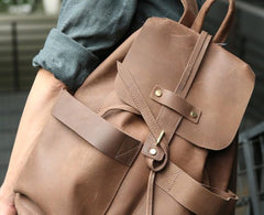 Cool Coffee Mens Leather Backpack Travel Backpacks Laptop Backpacks for men - imessengerbags