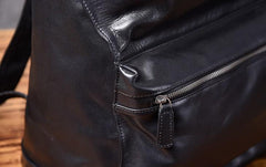 Genuine Leather Mens Cool Backpack Sling Bag Large Black Travel Bag Hiking Bag for men