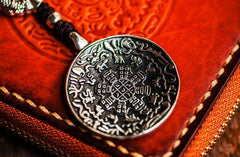 Handmade Leather Tibetan Tooled Mens billfold Wallet Cool Chain Wallet Biker Wallet for Men - imessengerbags